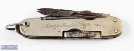 Hardy Bros Angling Knife No.4 with nickel silver body and steel tools, Hardy address stamped to