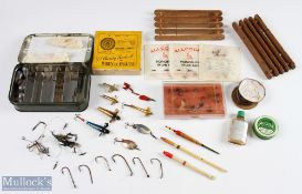 Assorted Tackle made up of 1x The Hockley Minnow Box with Devons/spoons/weights; 1x Hardy silk