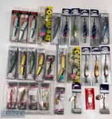 27 Carded Fishing Lures, to include jointed lures by Yo Zuri, asst spoons by Weaver Formu Rat,