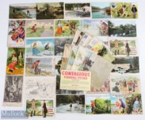 Selection of Piscatorial Postcards a mixed selection, features Hesdigneul, Salmon Fishing,