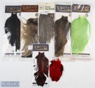 Whiting Silver Grade Capes - Coq de Leon saddle; Rooster neck black; Rooster neck dyed olive; Hen