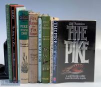9x Pike Fishing Books to include - Grim, the Story of a Pike - Sven Fleuron No 19 of an edition of