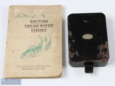 Hardy Alnwick Trace Making Black Japanned Box - leather in lid for tools, large compartment for