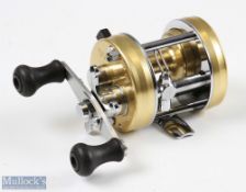 ABU Ambassadeur 2500C multiplying reel in gold/champagne finish, foot stamped 070008, twin