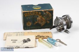 ABU Sweden Record Clipper 2300 multiplier reel in silver and chrome, Model C, foot stamped with