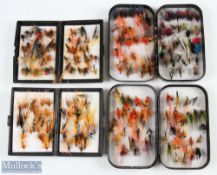 Wheatley black Fly Box with over 50 low water salmon doubles; Wheatley black fly box with over 40