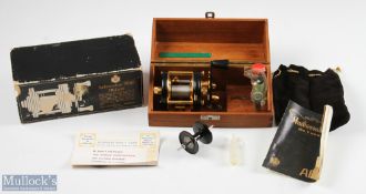 Rare ABU Ambassadeur 5000 de Luxe gold plated multiplying reel in black and gold finish, stamped