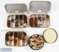 Selection of Lough Conn Trout flies in round fly cast case approximately 60 examples on foam