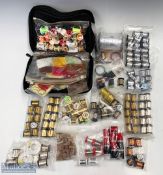A selection of Fly-tying Spools, tinsel, thread, wire, etc by various makers, used and unused