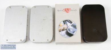 Wheatley slim alloy Fly Box in original outer card box containing over 60 salmon doubles; Wheatley