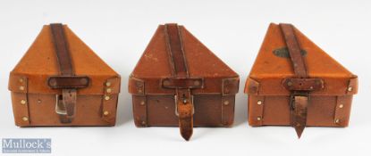 3x Period Angular Fixed Spool cases empty cases with good leather straps, made of flaxite fibre (3)