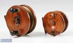 2x Wooden Nottingham Star Back Centrepin Reels inc brass 5