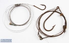 Hardy Big Game Traces with Hooks one having a large hook with the other having a smaller Mustad