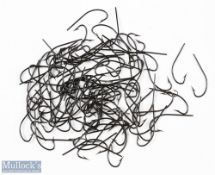 Collection of Victorian Black Japanned Blind Eye Salmon Hooks approx. 95 size 4/0 hooks, all mint