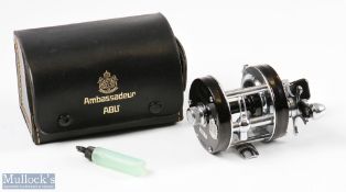 ABU Ambassadeur 5001C bait casting reel in black and chrome, foot stamped 730401, counterbalance
