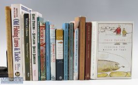 Collection of fishing books, to include Angling Days - D Tipping signed book, Fishing from the River
