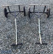 2x Boss Fishing Trolleys, square steel tube construction with inflatable valve tyres, in used