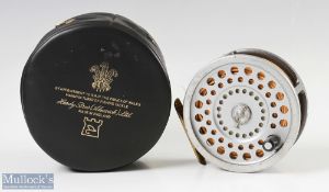 Hardy Alnwick Marquis Salmon No 2 Fly Reel brass ribbed foot with rear tension adjuster, signs of