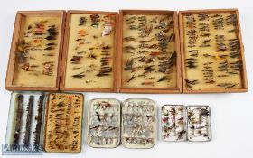 Mallochs black japanned Fly Tin with over 20 flies, 5