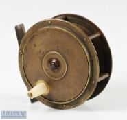 Hercules Style Brass Plate Wind Scottish Trolling Reel, 6 pillar frame, new handle, runs well