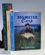 3x Carp Fishing Books, to include Big Water Carp - Jim Gibbinson 1989 + Carp James A Gibbinson 1968,