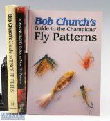 3x Bob Church Fishing Books, Guide To Trout Flies 1991, Guide To New Fly Patterns 1993, Bob Church's
