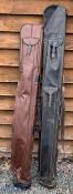 2x Period Leatherette Rod Cases, a black leatherette make by SBL with leather straps - 168cm