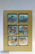 c1900 6x Magic Lantern Fish & Sea Creatures Glass Slides, mounted on card, these look great over a