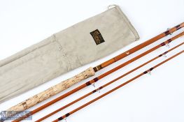 J S Sharpe Aberdeen Scottie Brand spliced split cane Fly Rod No 92, 14ft 3pc line 10 with spare tip,