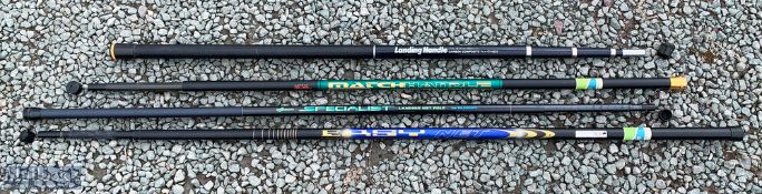 4x Landing Net Poles, to include a easy net 3.6m takeapart carbon fibre landing net handle,