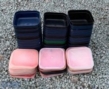 A Quantity of Plastic Bait Boxes, 15 x 4-pint bait boxes and 15x 2-pint bait boxes, with lids,