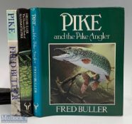 3x Fred Buller Pike Fishing Books, to include - Pike and the Pike Angler 1981 2nd edition H/B +D/