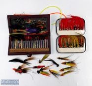 Horsefield Terrace Canada BC block leather tube fly case, 19 tube holders and tubes, plus 30 other