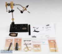 Lazzeri Orion Full Rotary Stainless Steel and Brass Fly Tying Vice - lever cam jaw closure with