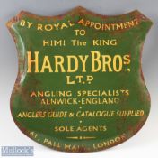 Scarce Enamel Hardy Bros Ltd Shop Advertising Sign by Royal appointment to the King so pre 1951