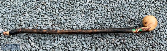 Carved Walking Stick - with rounded ball handle, #92cm long, decorated with a red squirrel image