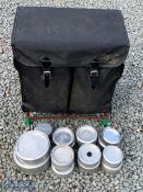 Efgeeco The Major Fishing Black Box Seat, with a quantity of aluminium bait boxes, the seat does