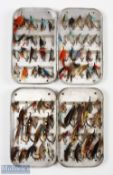 Wheatley slim alloy tin with 40 clips and 38 sea trout flies; Wheatley slim alloy tin with 40
