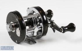 ABU Ambassadeur 5001C multiplying reel in black finish, foot stamped 8000902, twin handled, very