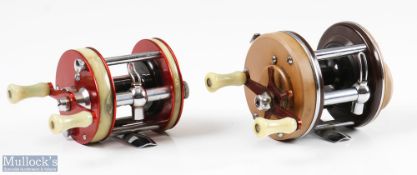 ABU Ambassadeur 2000 multiplying reel c1960s finished in red, twin handle, foot stamped Made in