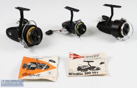 Mitchell 306 Intermediate Fixed Spool Reel, LHW, light use, works well, with instructions and zip