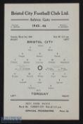 1945/46 Bristol City v Torquay United Div. 3 South (Cup qualifying) match programme 2 March 1946,