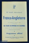 Scarce 1960 France v England Rugby Programme: French flimsy, one of the last, for this Paris