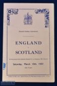 Pre-war 1937 England v Scotland amateur international match programme 13 March 1937 at Dulwich