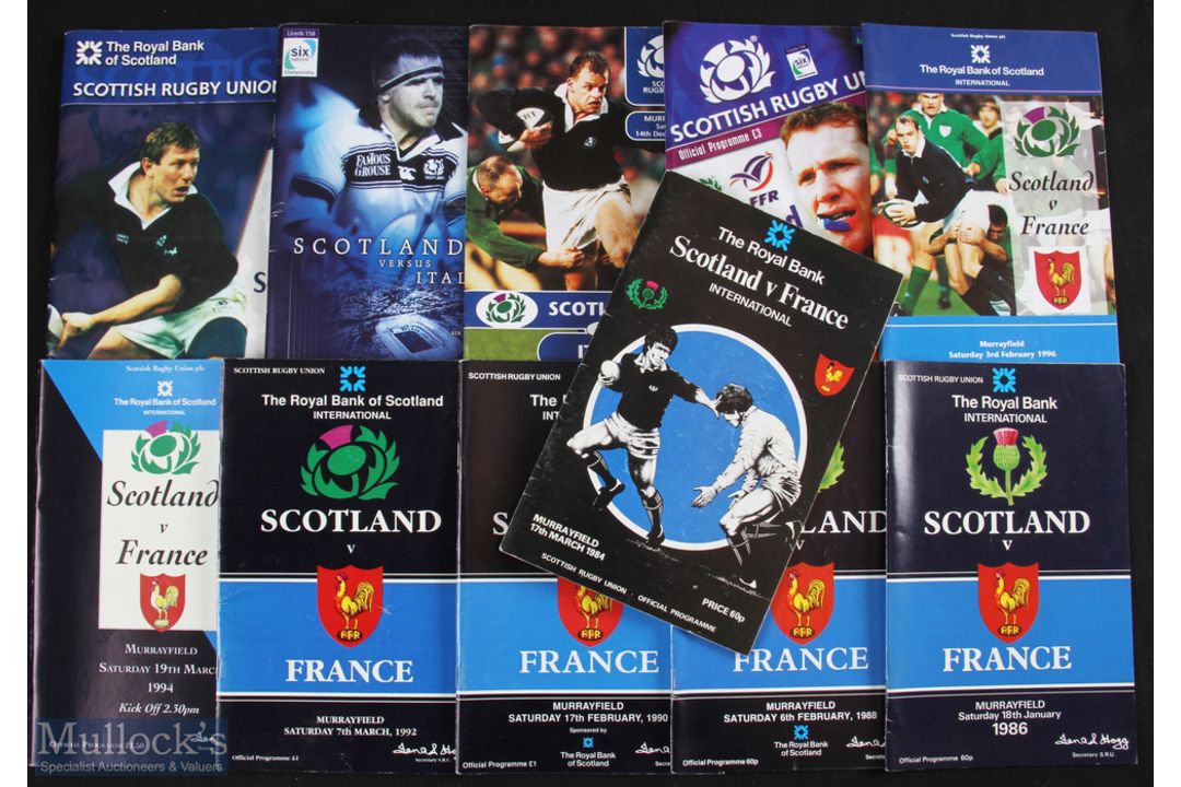 1984-2001 Scotland v France and Italy Rugby Programmes (11): Homes v France from 1984-2000 inc., and