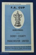FAC semi-final Manchester Utd v Derby County match programme at Sheffield Wednesday 13 March 1948;