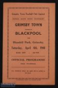 1945/46 Grimsby Town v Blackpool war league north 4 page match programme 6 April 1946; slight