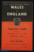 1947-48 England v Wales Boys Club International Football Programme 31st May 1947