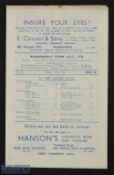 1945/46 War League North Huddersfield Town v Leeds United match programme 27 April 1946, 4 pager,