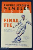 1939 FA Cup final Portsmouth v Wolverhampton Wanderers 29 April 1939 at Wembley; tiny edge tear, o/